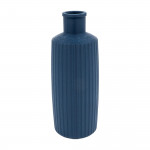 Soliflore bouteille vase design vue de face - Décoration élégant pratique fleur unique bleu militaire pêche