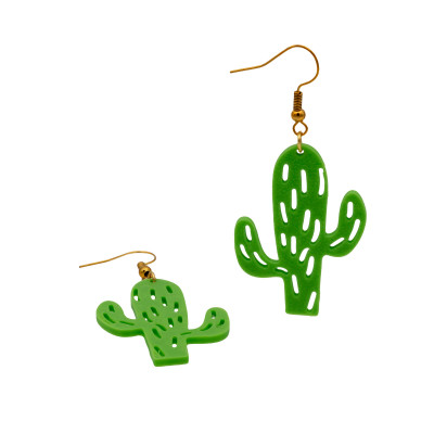 Boucles oreilles cactus design vue de face - Bijoux stylés légers originaux accessoire mode nature tendance