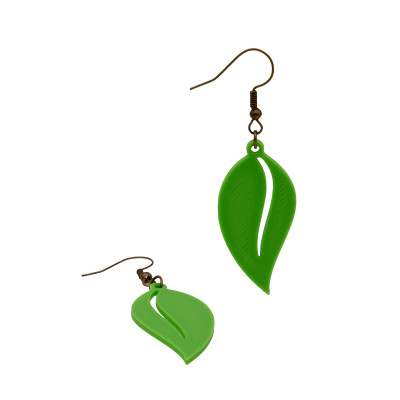 Boucles oreilles feuille nature vue de face - Bijoux look nature accessoire mode original tendance écologique