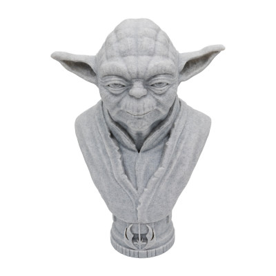 Buste sculpture Yoda effet marbre vue de face - Figurine Star Wars maître Jedi sage Force décoration