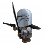 Figurine Mandalorian Smashalorian Star Wars vue de face - Mando armure beskar chasseur prime