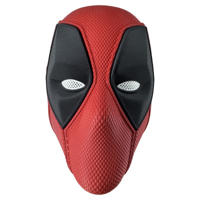Masque cosplay Deadpool réaliste vue de face - Marvel mercenaire rouge noir costume déguisement collection premium