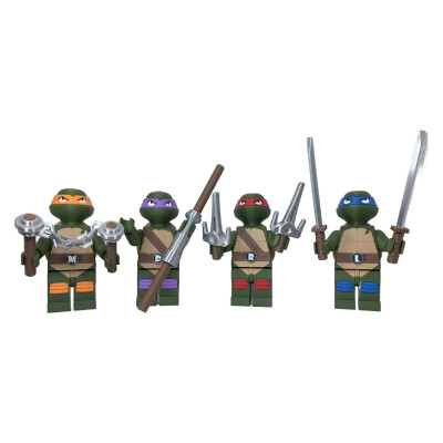 Grande brique Tortues Ninja vue ensemble - Leonardo Raphael Donatello Michelangelo TMNT pizza arts martiaux collection