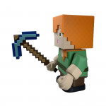 Statuette Alex Minecraft Smashed vue de côté - Aventurier explorer carré biome Steve pixels jeu vidéo collection