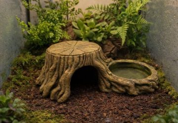 Abreuvoir terrarium imprimé en 3D en forme de souche avec bol