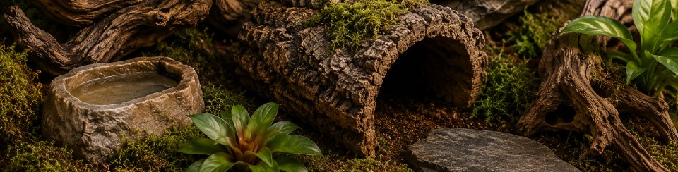 Gamelles et abreuvoirs imprimés en 3D - mise en scène terrarium