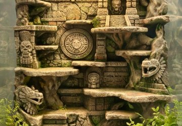 Fond de terrarium 3D style maya avec frises et serpents