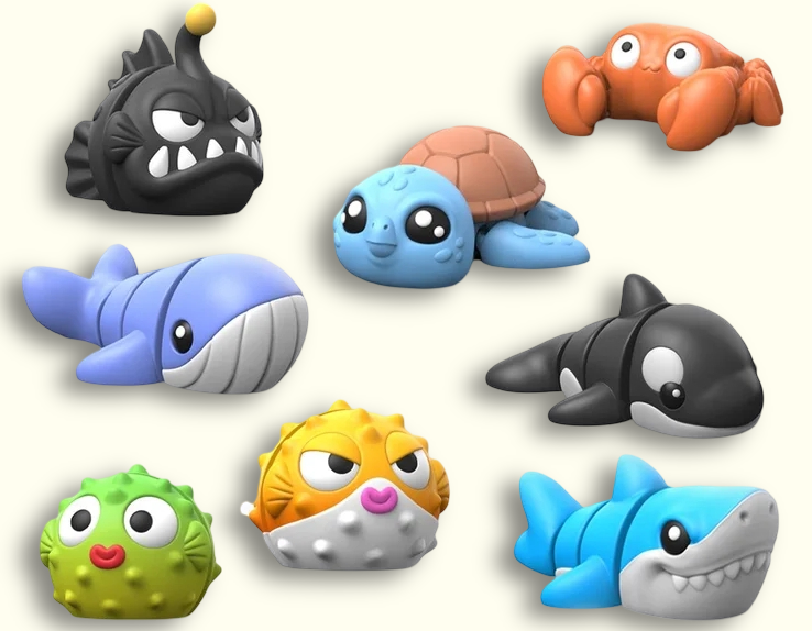 Figurines articulées fonds marins imprimées en 3D – composez votre pack