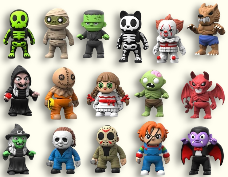 Figurines articulées Halloween imprimées en 3D – collection thème horreur