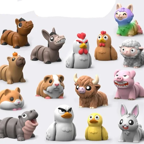 Figurines articulées animaux de la ferme imprimées en 3D