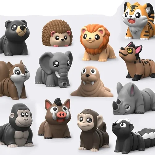 Figurines articulées animaux sauvages imprimées en 3D